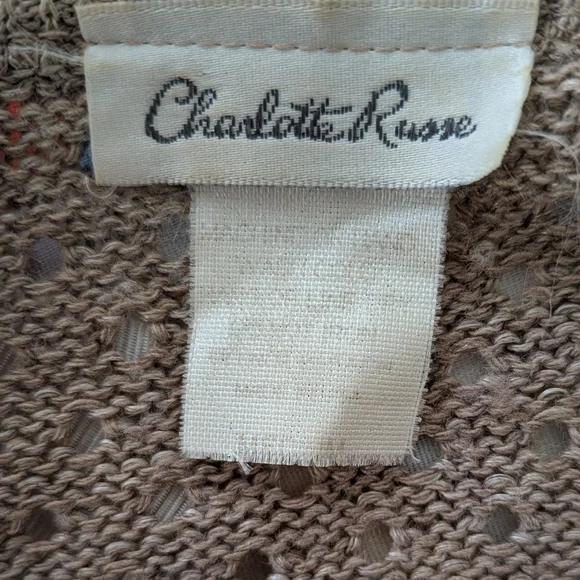 Women's Charlotte Russe Taupe Open Knit Cardigan Sweater - Picture 3 of 4